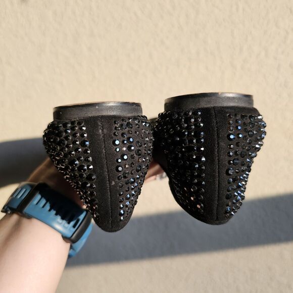 INC International Concepts "Corsica" Black Bejeweled Pointed Toe Bow Flats 8M - Picture 7 of 7